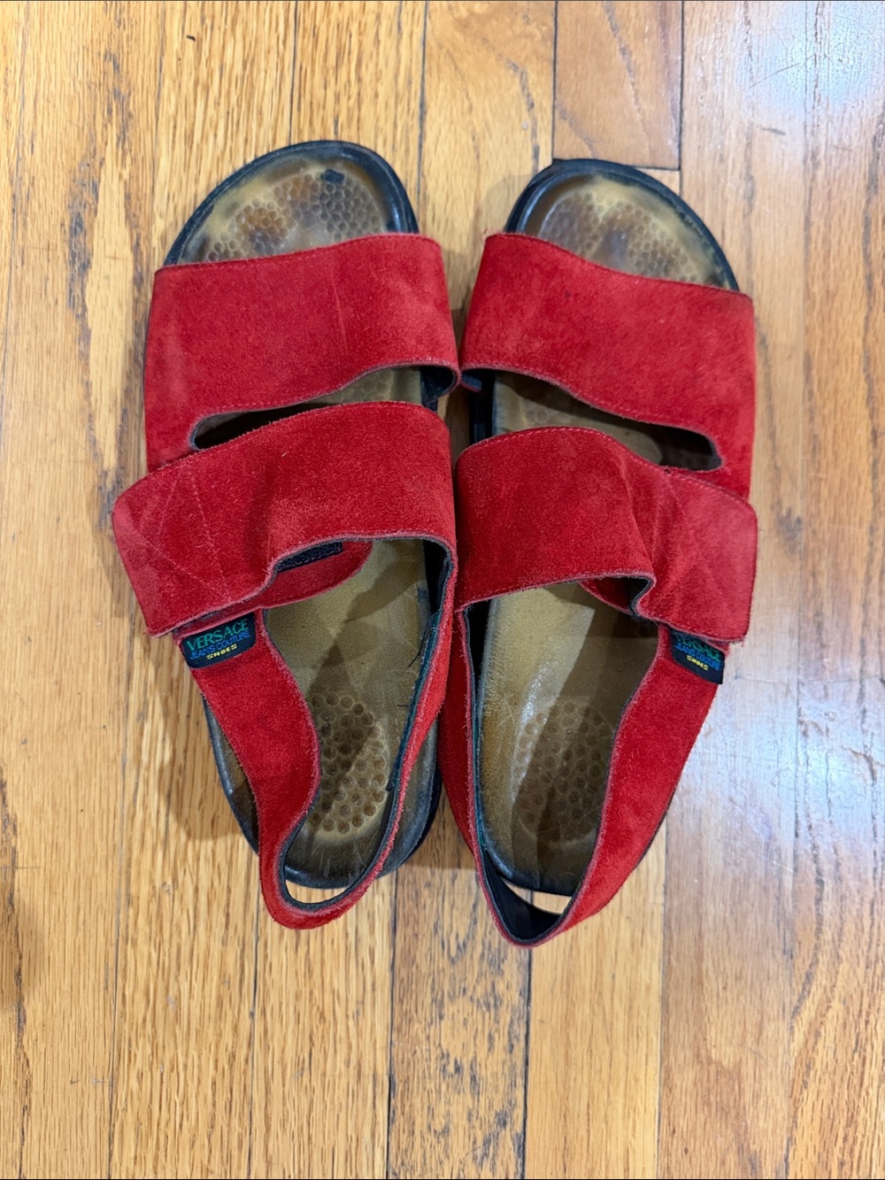 Versace Red Suede Slide Sandals